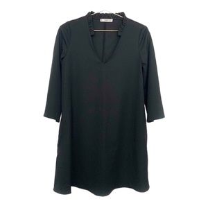 Mango Ruffle Collar Shift Dress Black Career Modern Size Small